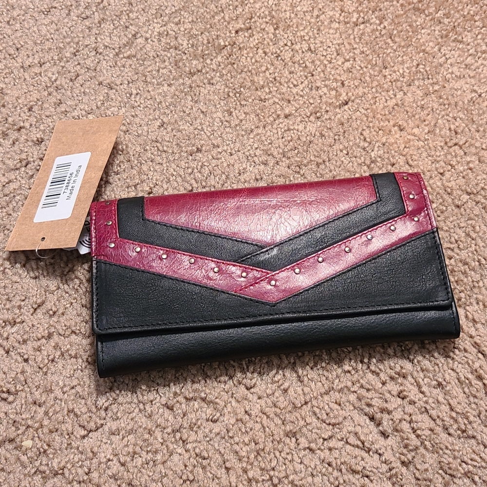 Union Code Black and Burgundy Studded Wallet